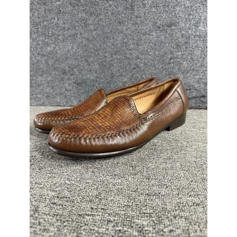 Alan Payne Shoes Mens 12 A Brown Genuine Lizard Leather Loafer Slip On Dress